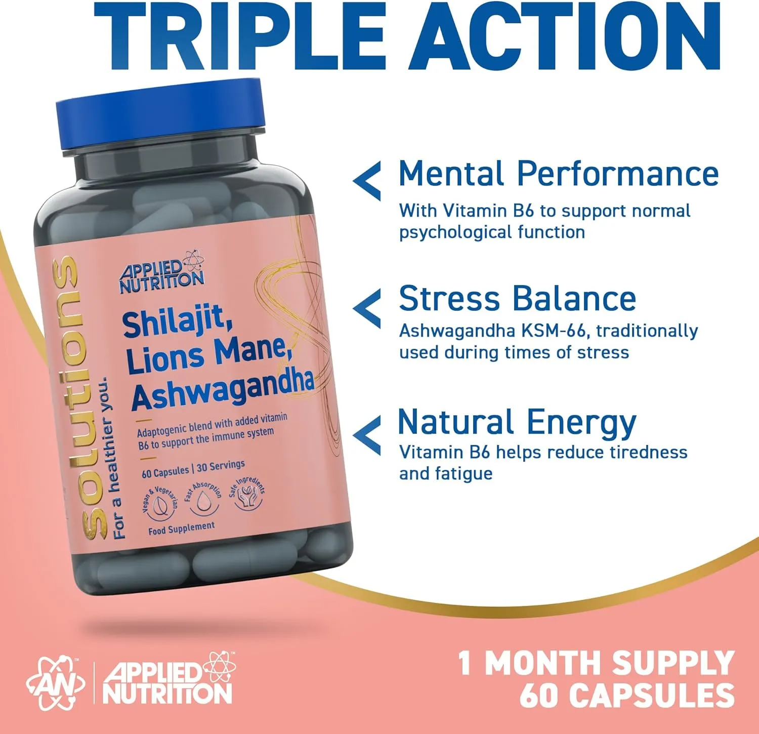 Shilajit, Lions Mane, Ashwagandha Capsules (60 Capsules) - Image 2